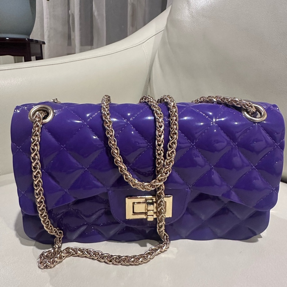 Elegant Purple Quilted Chain Bag
